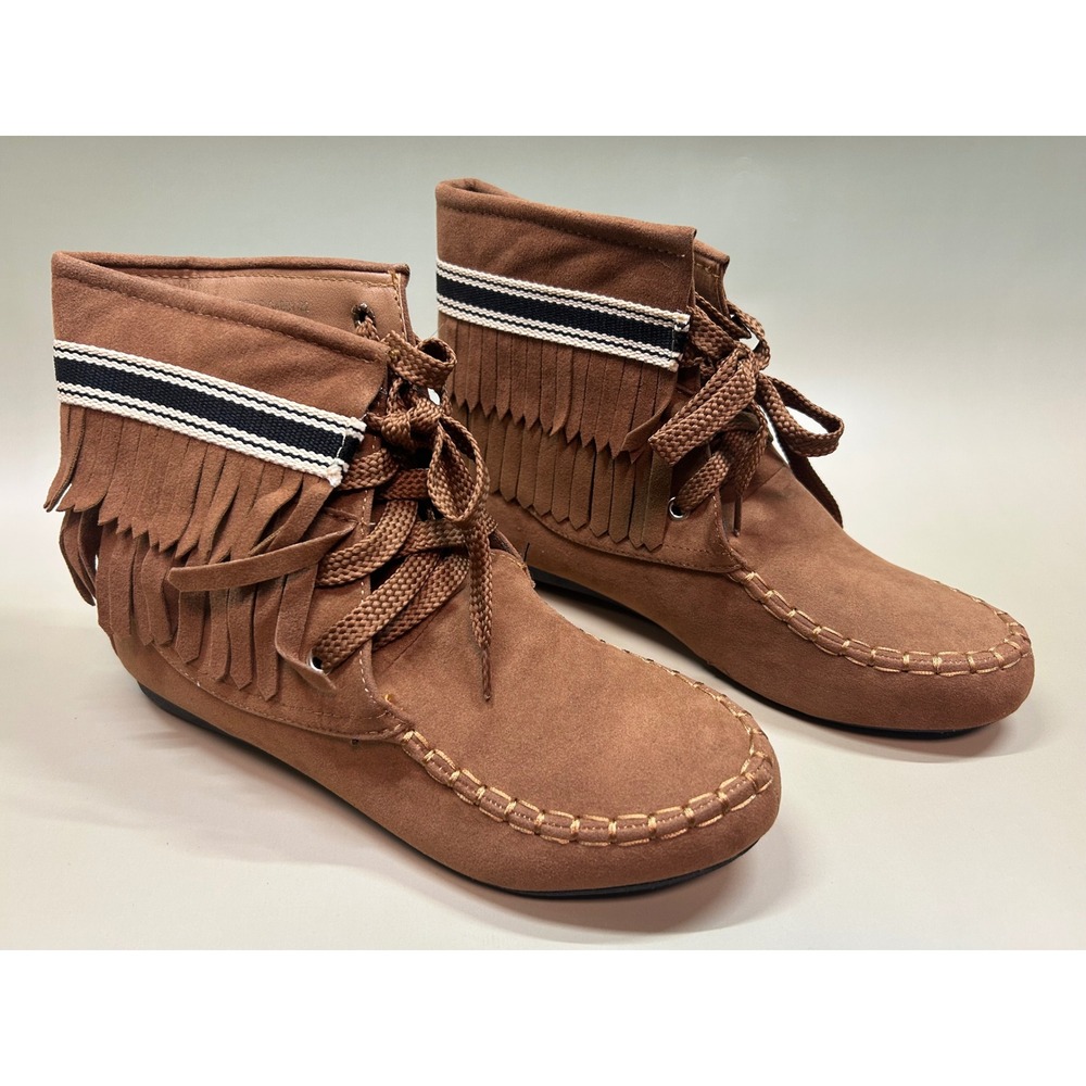 Yoki Gabby 22 Fringe Angle Boots Size 8 Rust NIB